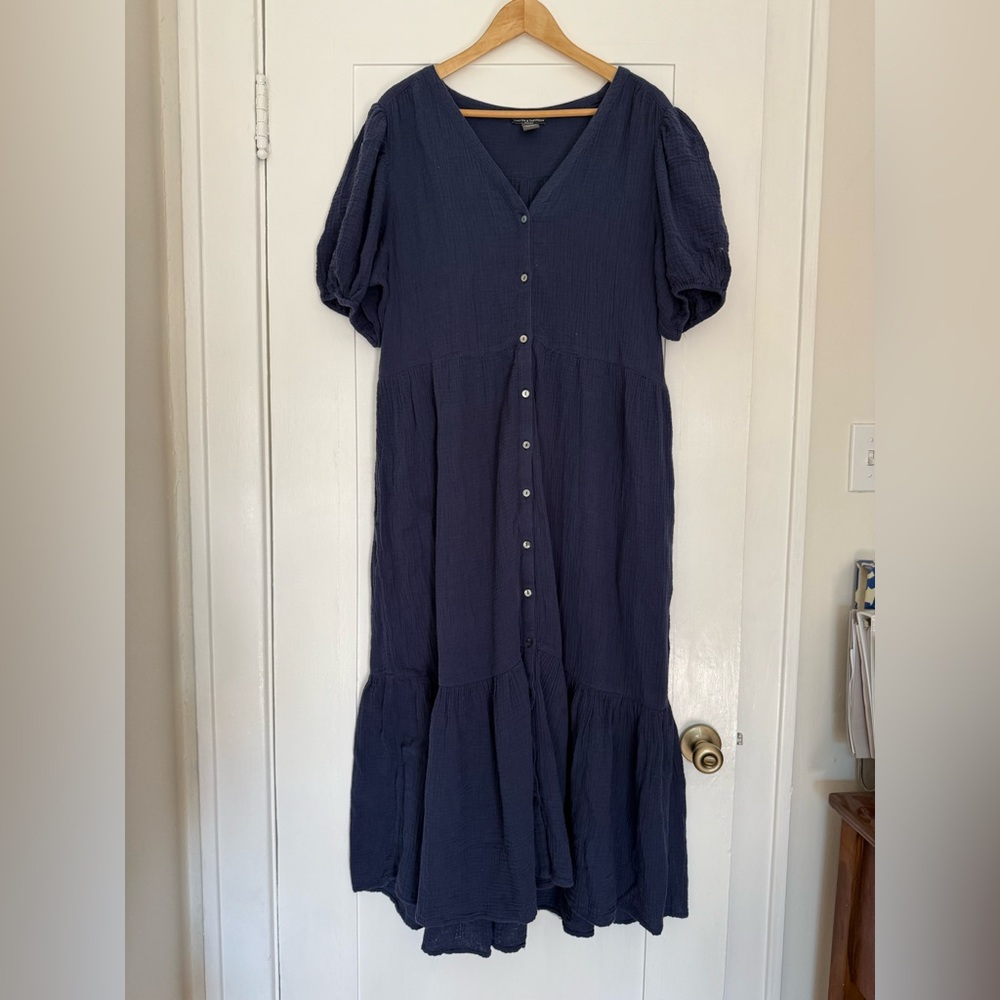 Chelsea & Theodore Deep Blue Cotton Dress